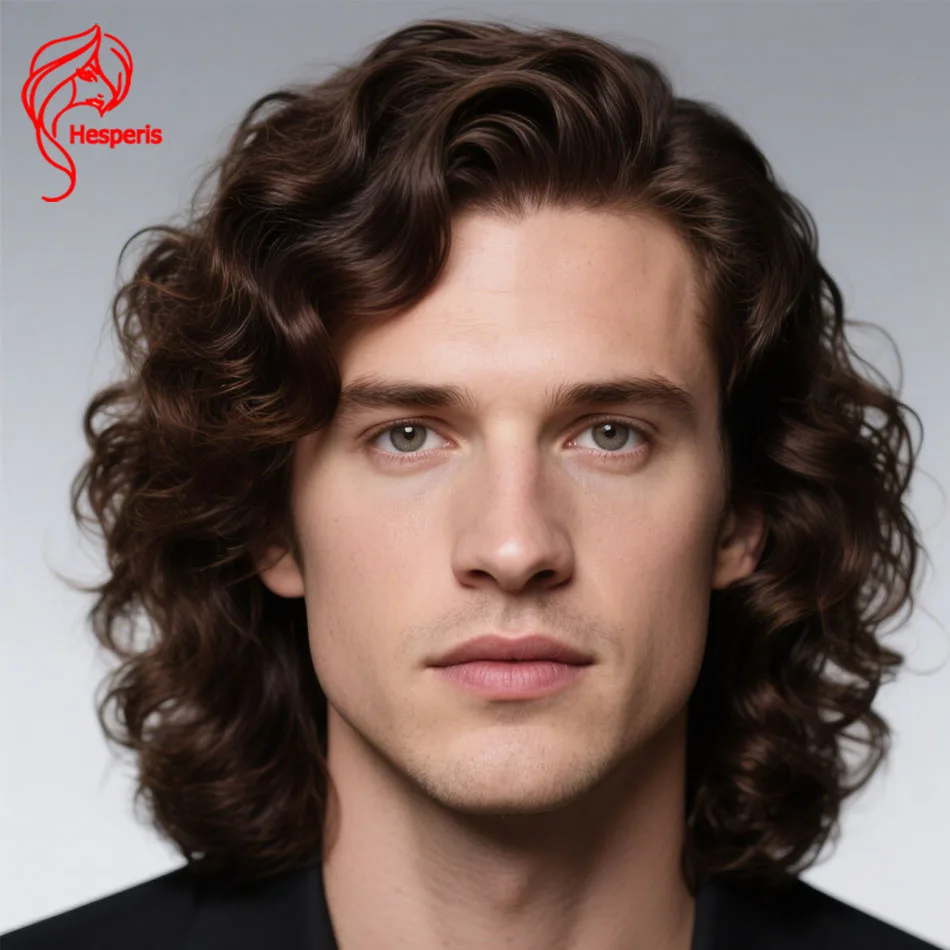 Hesperis # 4 Bruin 13X6 Lace Front Menselijk Haar Pruik Voor Mannen Braziliaanse Remy Bob Cut Menselijk Haar Pruik Zijdeel krullend Pruik Voor Jongen