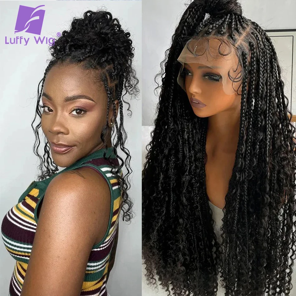 Pre Plucked Braided Wig HD Swiss Full Lace Human Hair Boho Braids High Density Wigs For Black Women