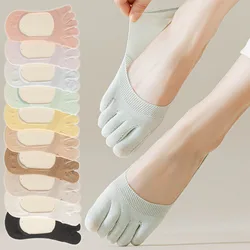 Women Toe Socks Fashion Breathable Summer Ultrathin Five-finger Sock Invisible Cotton Candy Color Ladies girl 5 Finger Boat Sox