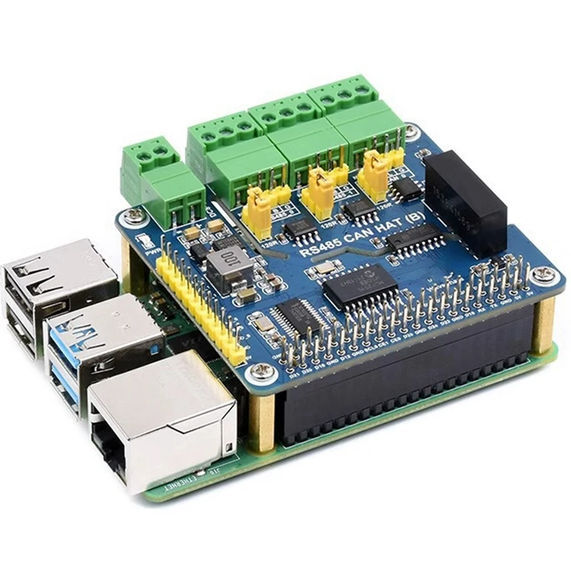 For Raspberry Pi 4B Isolated Dual Rs485 Can Interface Expansion Board Gigabit Ethernet Power Isolation Protection Durable