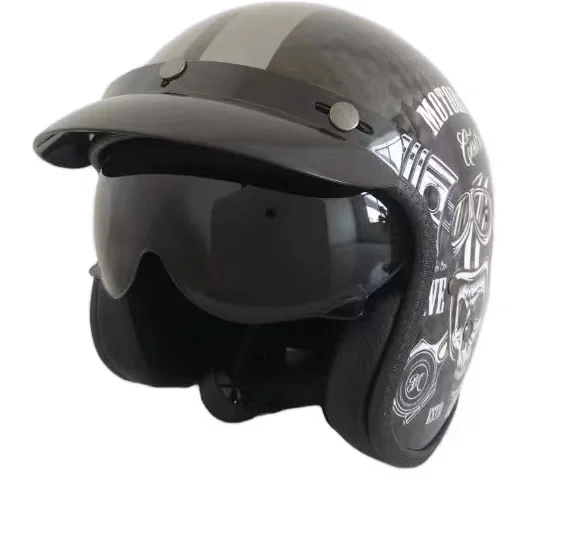 Carbon Fiber 3/4 Helmet Motorcycle Comfortable Spring Summer Autumn Winter