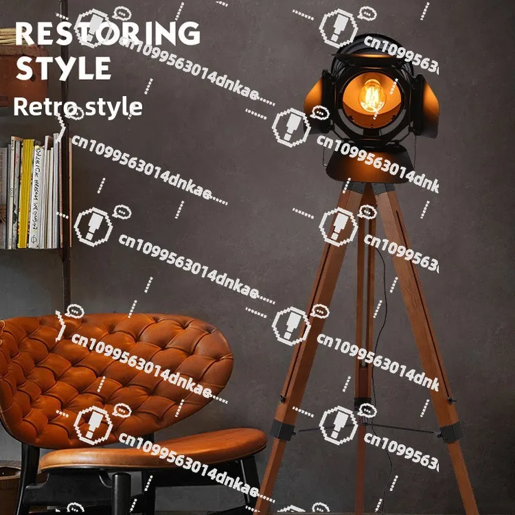 Cross-border Exploration Retro Industrial Wind Solid Wood Led Remote Control Creative Lamps Living Room Advanced Floor Lamp