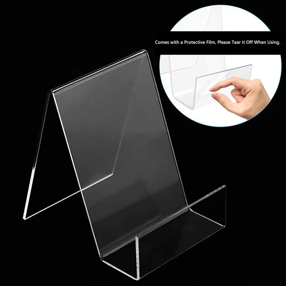 حامل كتب أكريليك متين، رف عرض أقراص مضغوطة محمول شفاف، رف كتب متعدد الوظائف للاستخدام المكتبي #4