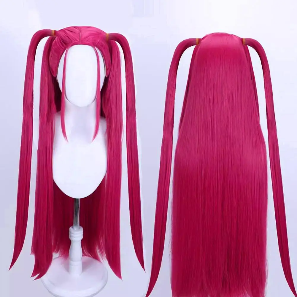 Película k-pop Cosplay peluca Halloween mujeres Rosa rojo púrpura negro pelucas de fibra sintética resistentes al calor fiesta Halloween Prop