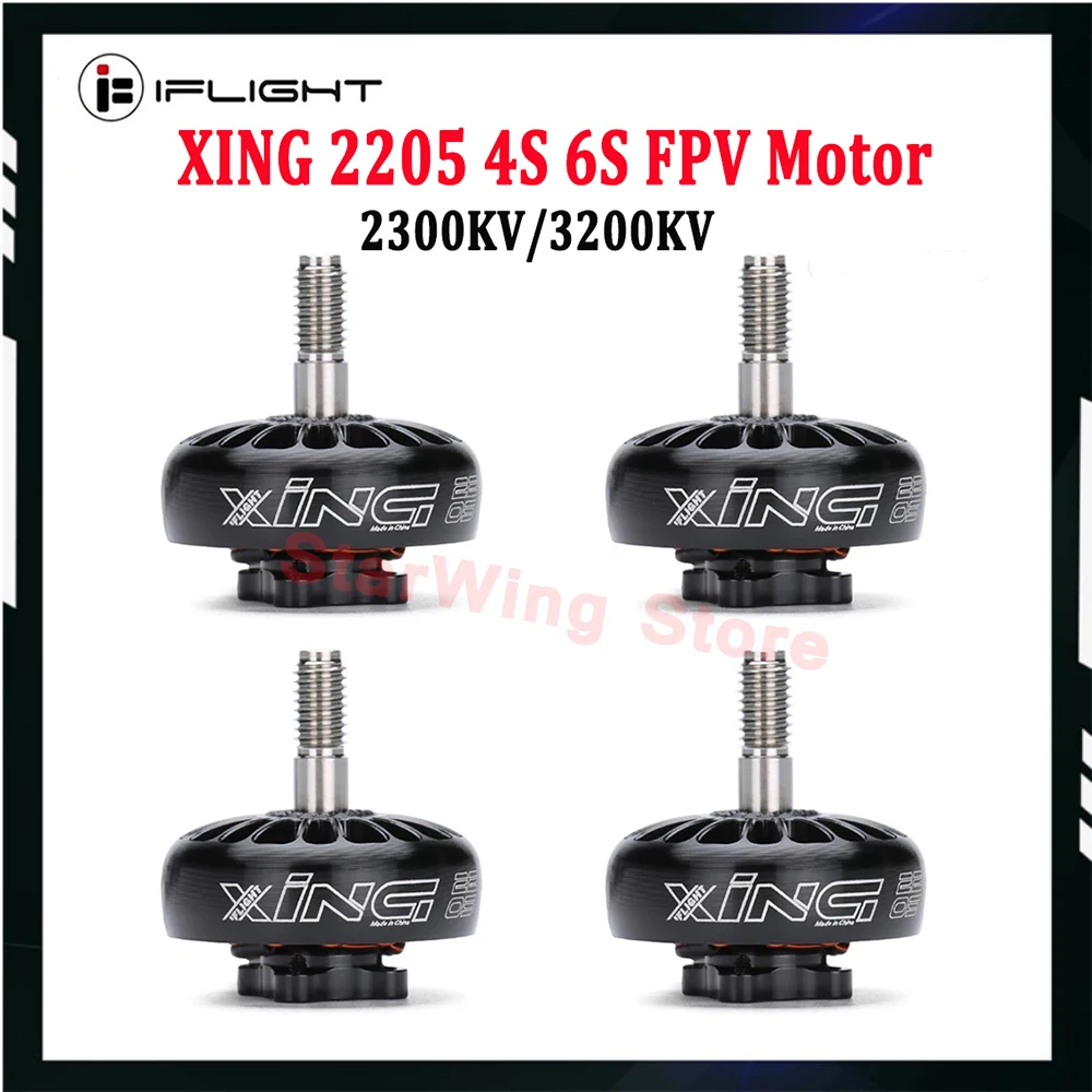 

iFlight XING2 2205 2300KV/3200KV 4-6S FPV NextGen Двигатель черный с монтажным отверстием 12*12 мм/M2 для деталей FPV