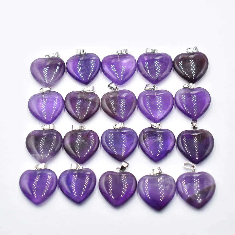 

Wholesale 20pcs/lot 20mm FashionLove Stone Bead Pendant Charm natural stone Amethyst DIY jewelry making lady Gift Free Shipping