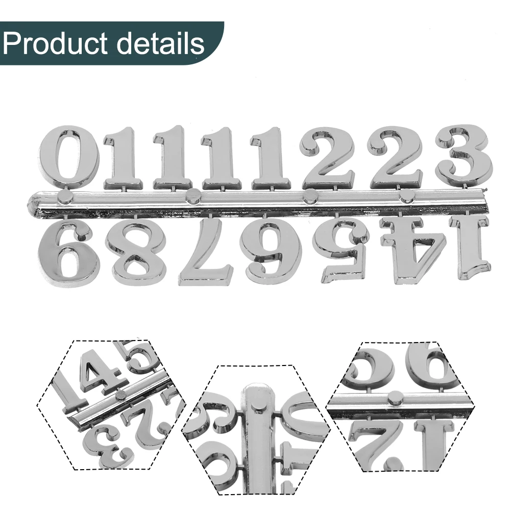 1Set 0-12 Arabic Number Plastic Replacement Gadget Silver Gold Digital Clock Numerals Parts Clock Repair Bell DIY Accessories