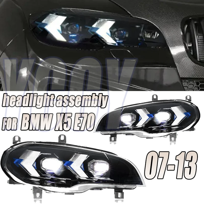 

Headlight Assembly For 2007-2013 BMW X5-E70 Blue follow-up Headlight Plug and Play with Full LED Upgrade Retrofitting headlights