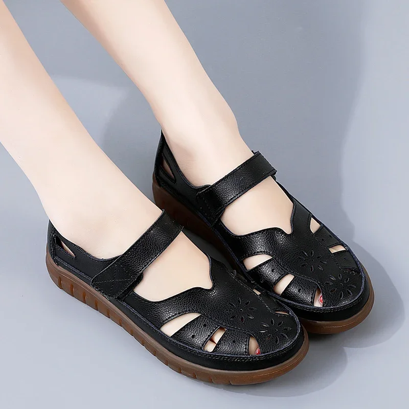 Women Sandals Summer Ladies Girls Comfortable Ankle Hollow Round Toe Sandals Woman Soft Beach Sole Female Shoes for Women