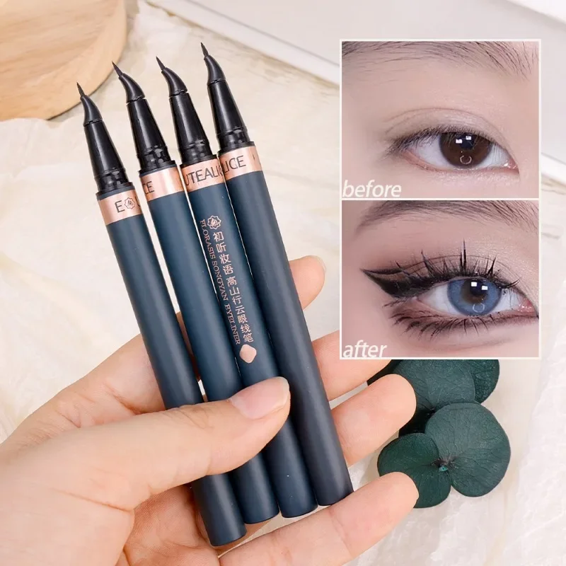 Penna per Eyeliner liquido sdraiato matita per baco da seta penna stilografica per Eyeliner ad asciugatura rapida Ultra-fine Black Brown Beauty Eyes Makeup