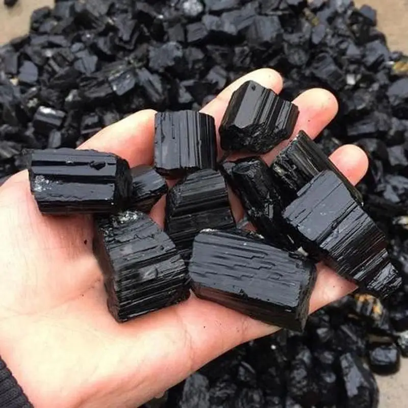 2-3CM 100G New Natural Black Tourmaline Rough Stone Rock Mineral Specimen Healing Suitable Festival Party Decoration Supplies