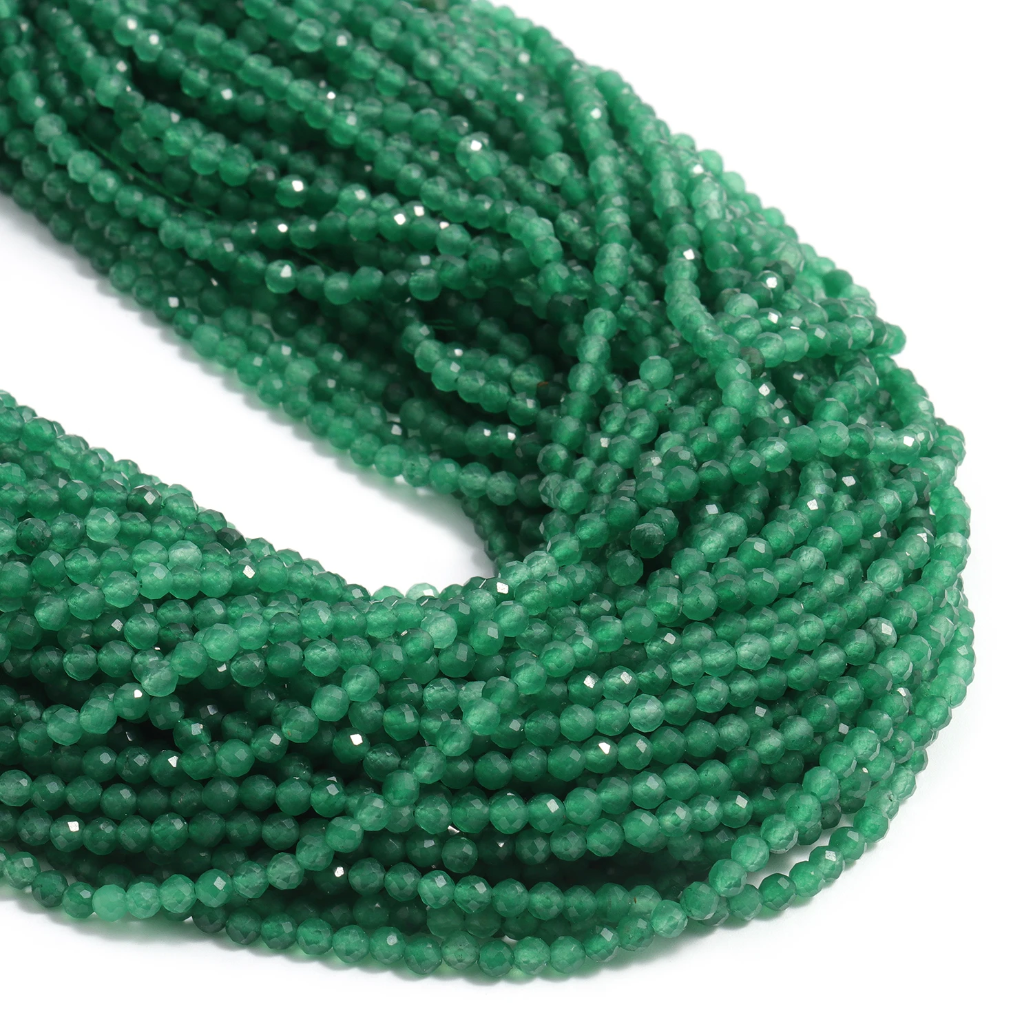 Großhandel Facettierte 2 3 4mm Naturstein Grüne Aventurin Perlen Runde Kleine Lose Perlen für Schmuckherstellung DIY Armband Halskette – Detail 1