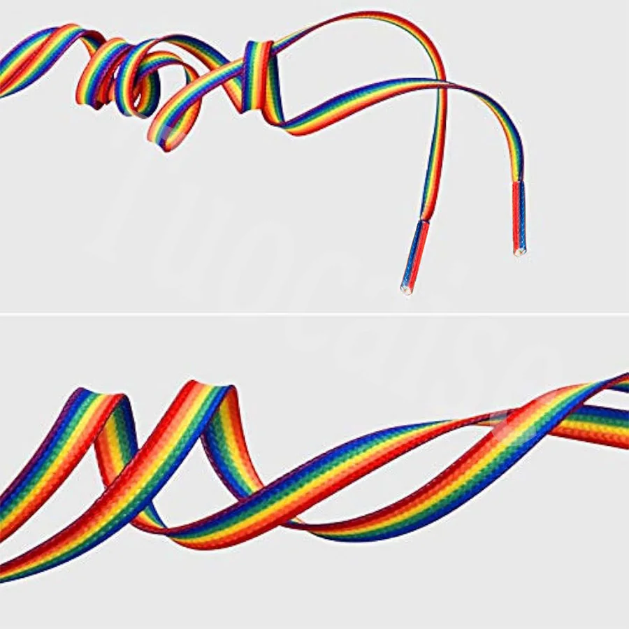 게이 프라이드 레인보우 스트라이프 신발끈, 스니커즈 부츠 신발 및 기타 LGBTQ 액세서리, 게이 프라이드 물건, 100 cm, 120 cm, 150cm, 1 쌍