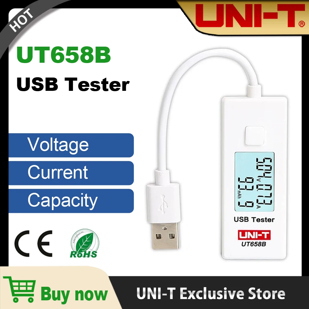 UNI T UT658B USB Tester Phone Computer Charging Voltage Current Energy Monitor LCD Backlight