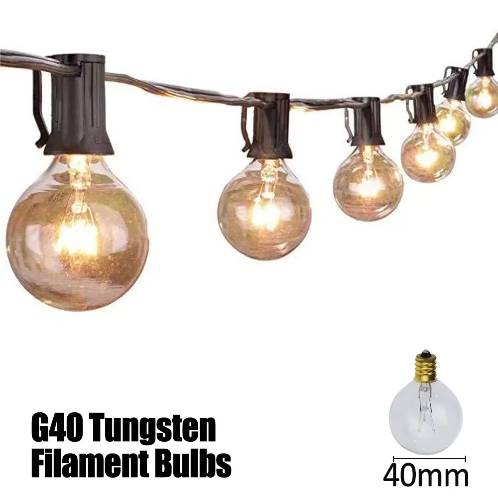 

G40 String Lights With 8m 25 Globe Bulbs Patio Fairy String For Indoor/Outdoor Vintage Backyard Wedding Decoration String Lights