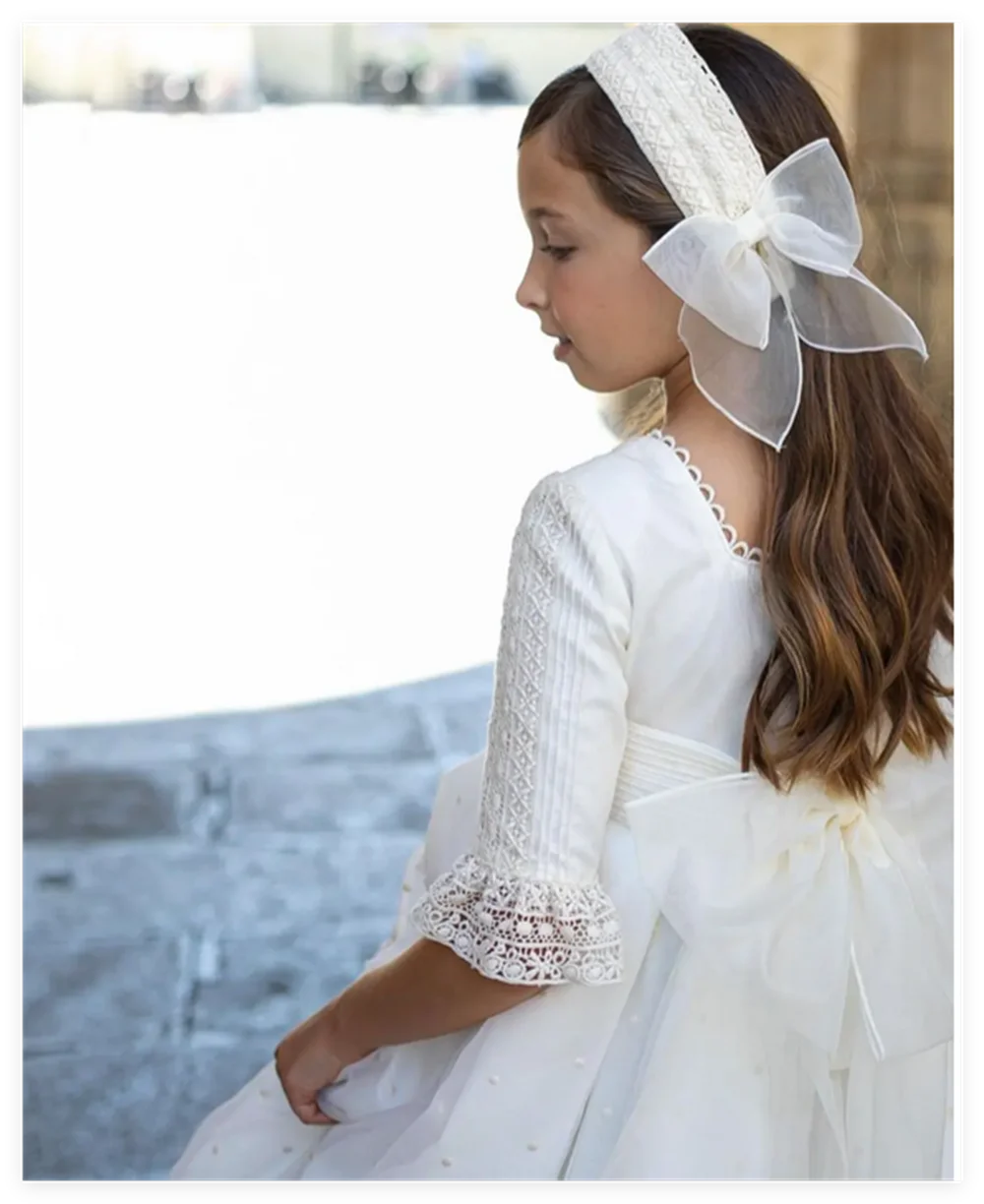 Communion Girl White Dress Vintage Princess Lace Ribbon Belt A Line Cotton Gown Bridemini Bridesmaid Wedding Party