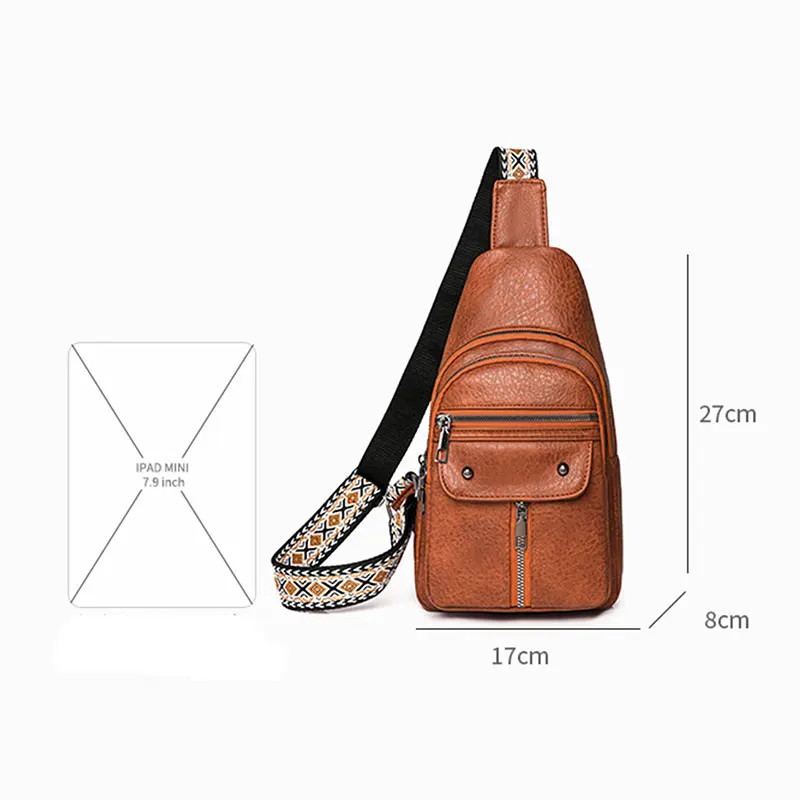 Women's Chest Bag Pure Color PU Leather Woman's Good Quality Shoulder Bag Casual Ladies Crossbody Fashion Female Chest Purse