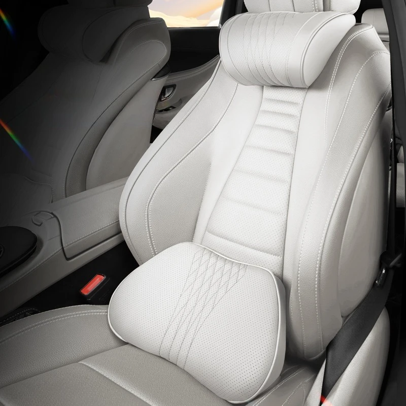 1pc Luxury Nappa Car Headrest / Lumbar Pillow - Ultra-Soft Comfort Breathable Neck Support, Universal Car Interior Accessories