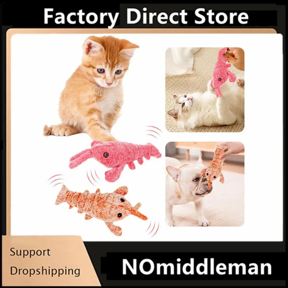 

New Cat Toys Electric Lobster USB Rechargeable Simulation Jumping Shrimp Plush Electric Pet Teasing Cat Dogs Toys Pet Supplies