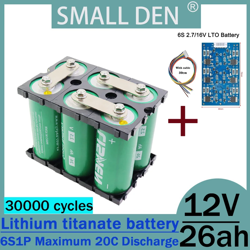LTO 브랜드 리튬 티탄산 배터리, 저온 내성 DIY, 12V, 24V, 48V, 내구성 6S 밸런스 보드, 12V, 26ah, 20C, 2.5V, 26ah, 신제품