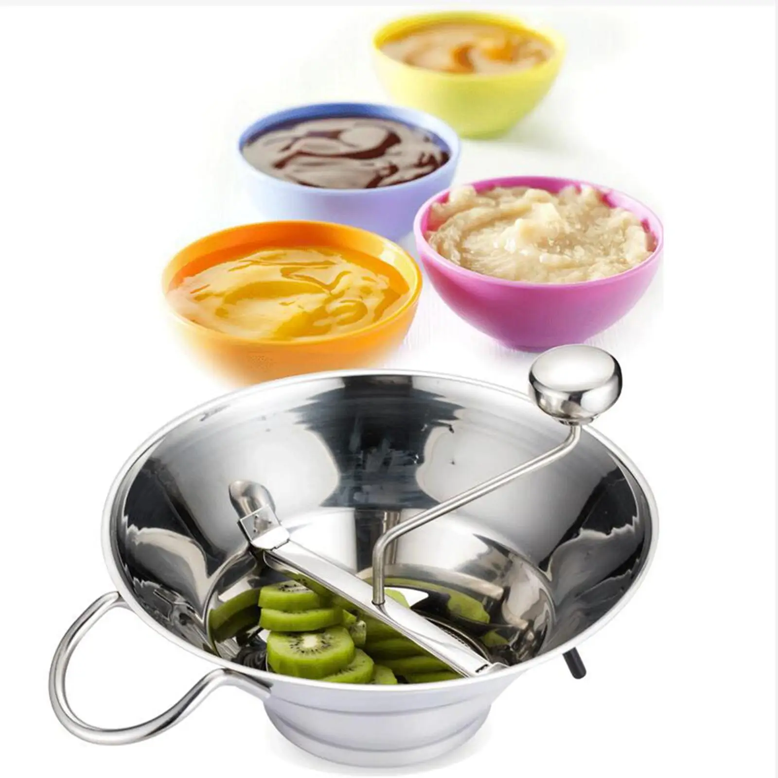 

Hand Crank Food Mill Potato Masher with 5 Milling Discs Rotary Food Mixer for Fruits Sauce Strained Carrots Potatoes Tomato