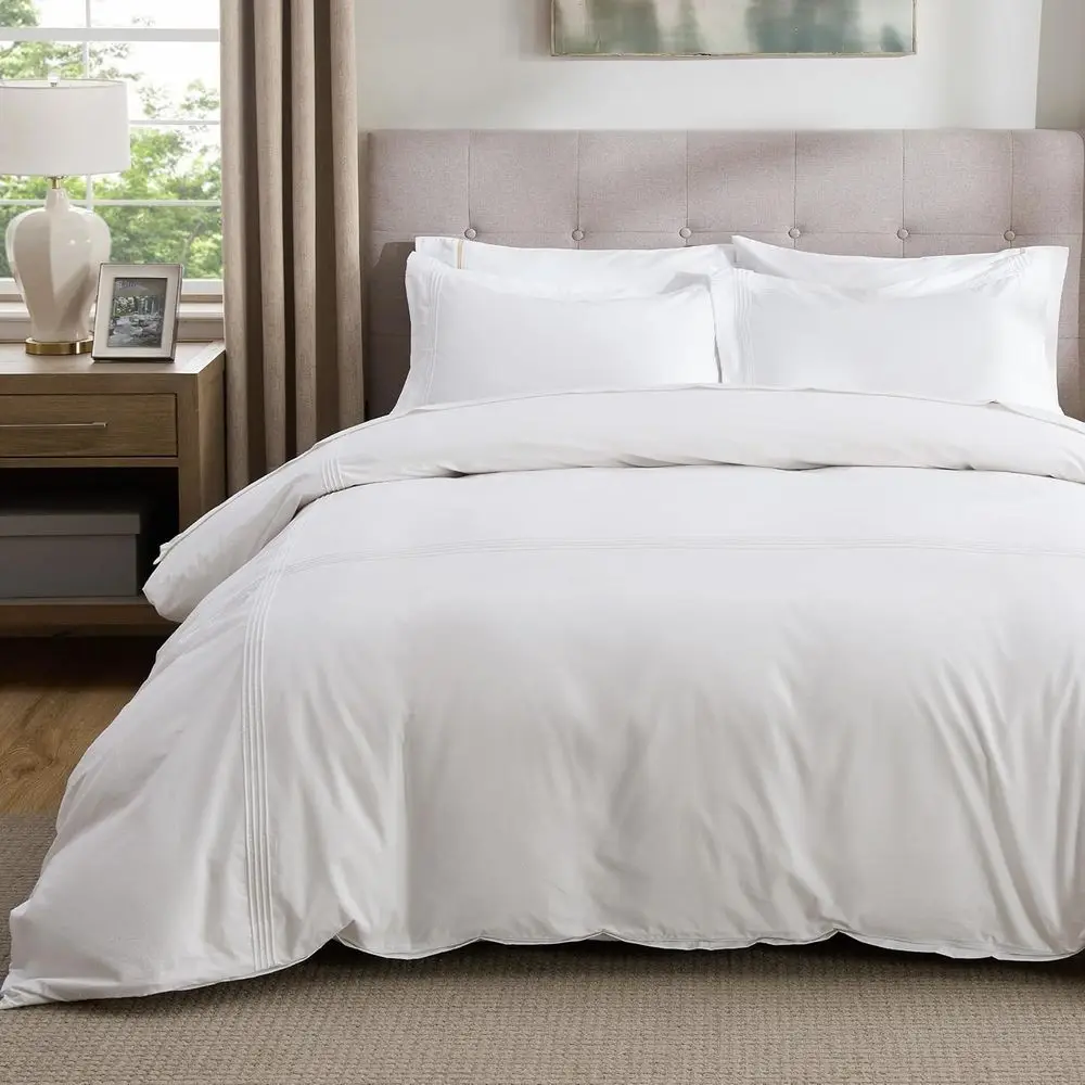 

King Size Cotton Rope Weave Duvet Cover Set - 100% White, 104x90 Inches, with Zipper & 2 Shams, Comforter Not Included