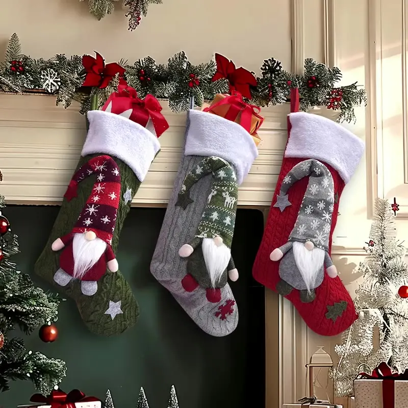 

New Christmas Decoration Knitted Christmas Socks Christmas Gifts Creative Packaging Bags Home Shopping Mall Decoration Pendants