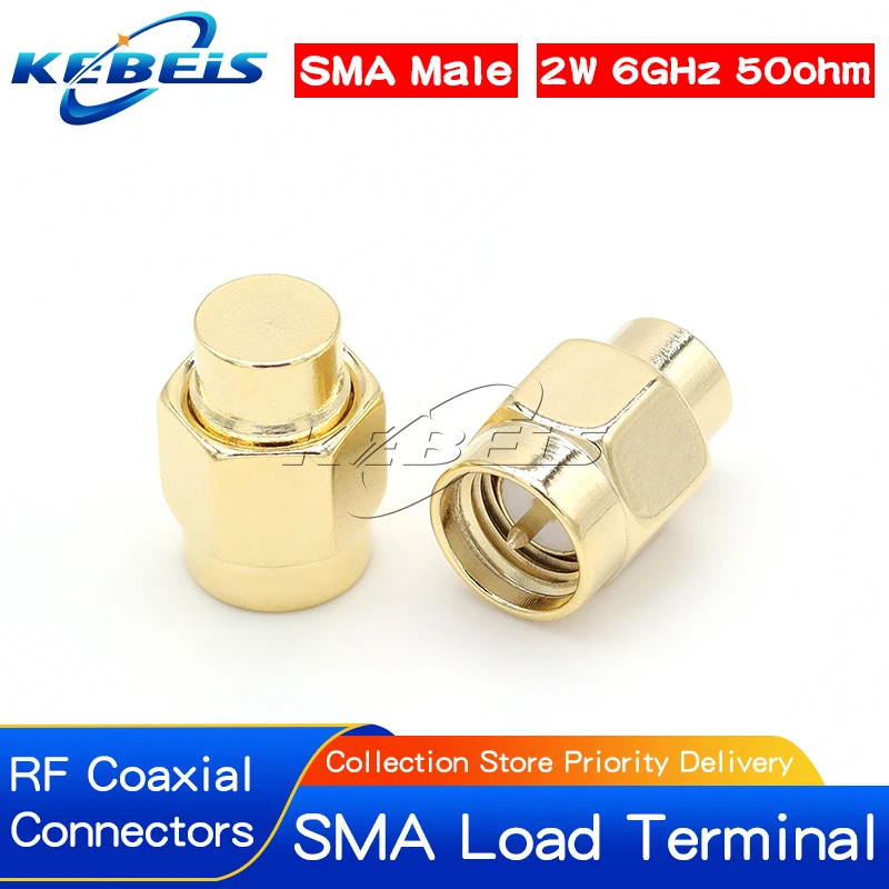 2-20 Stück 2W 6GHz 50 Ohm SMA-Stecker RF Koaxial-Abschlusswiderstand Vergoldete Kappe SMA-Steckverbinder Zubehör