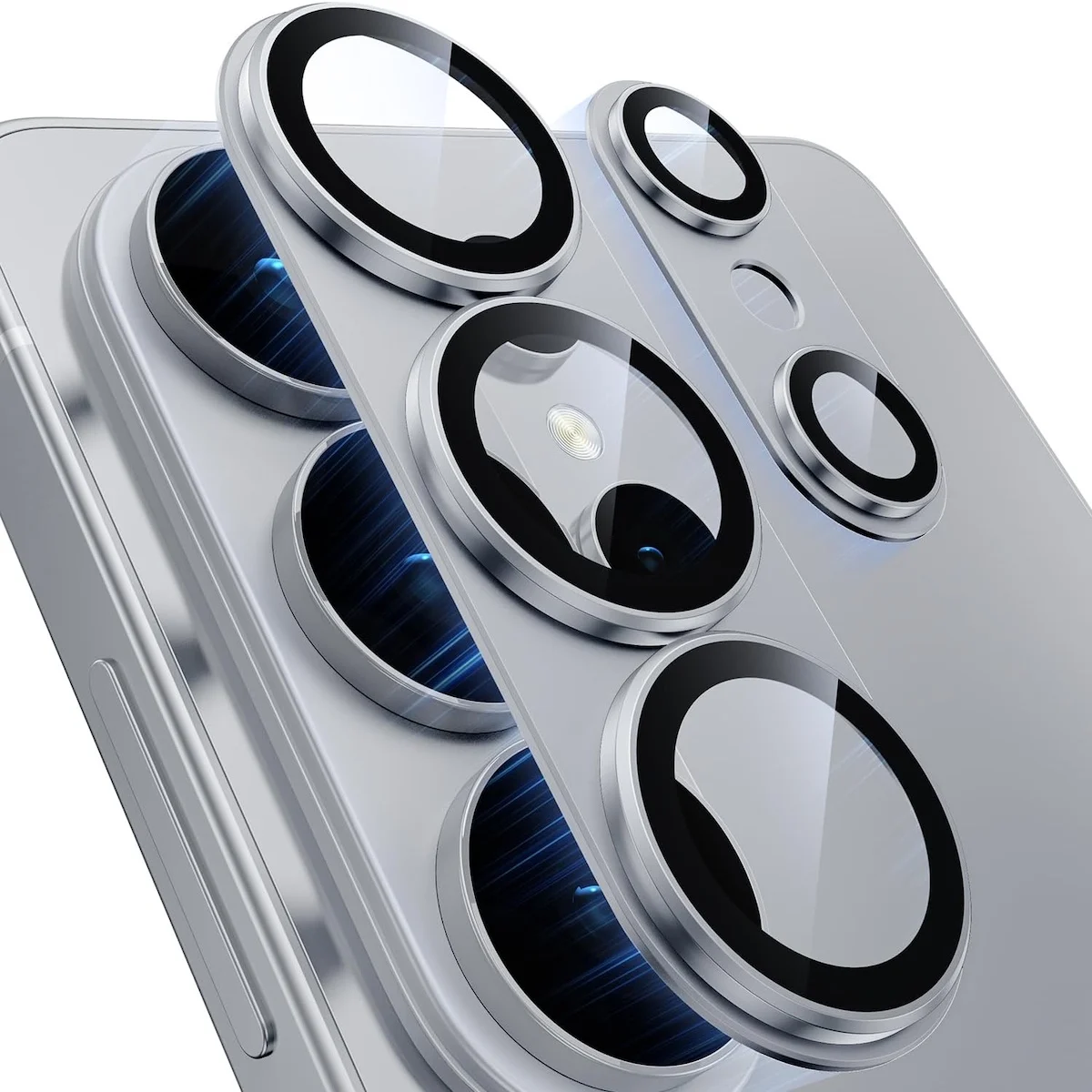 

Защитное стекло для камеры Samsung Galaxy S26 Ultra Plus из алюминиевого сплава с сильной адгезией, серебристое