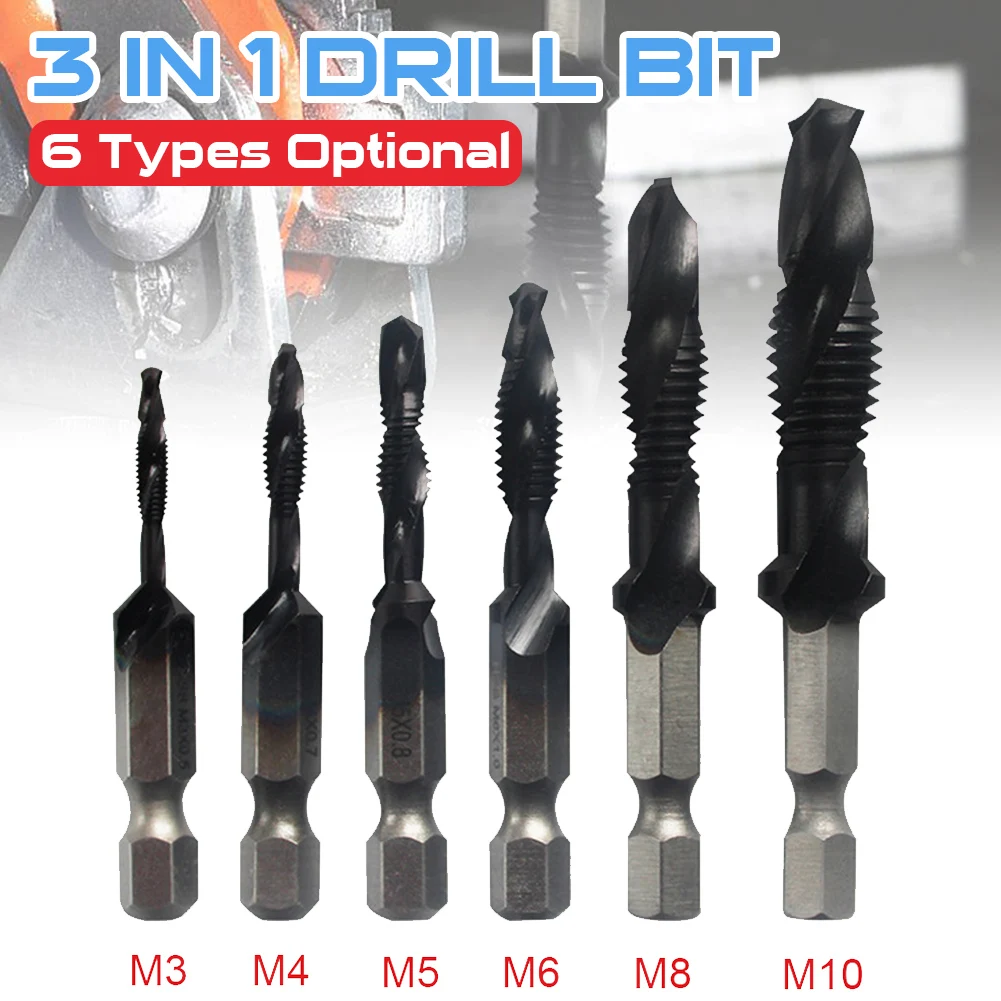 

New 1/4" Hex Shank Titanium Coated HSS Drill Bit Metric Tap Drill Bits Screw Machine Compound M3 M4 M5 M6 M8 M10 Hand Tools