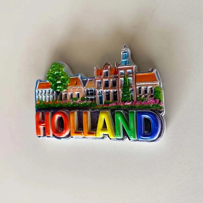 1pc, Dutch tourist souvenirs, city architecture, letters, 3D stereoscopic refrigerators, magnets, home decoration items, resin h