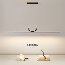 Modern Simple LED Ceiling Chandelier for Table Dining Room Kitchen Island Black Pendant Lamp Home Decor Hanging Lighting Fixture
