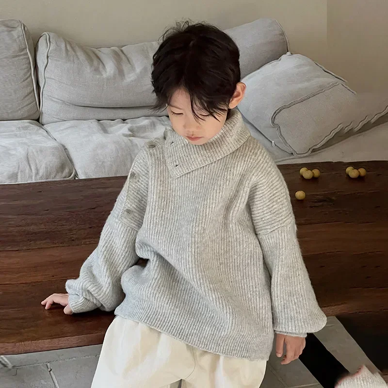 

Boys' Turtleneck Sweater 2024 New Winter Baby Boys' Clothes Winter Children Children's Sweater Thickened