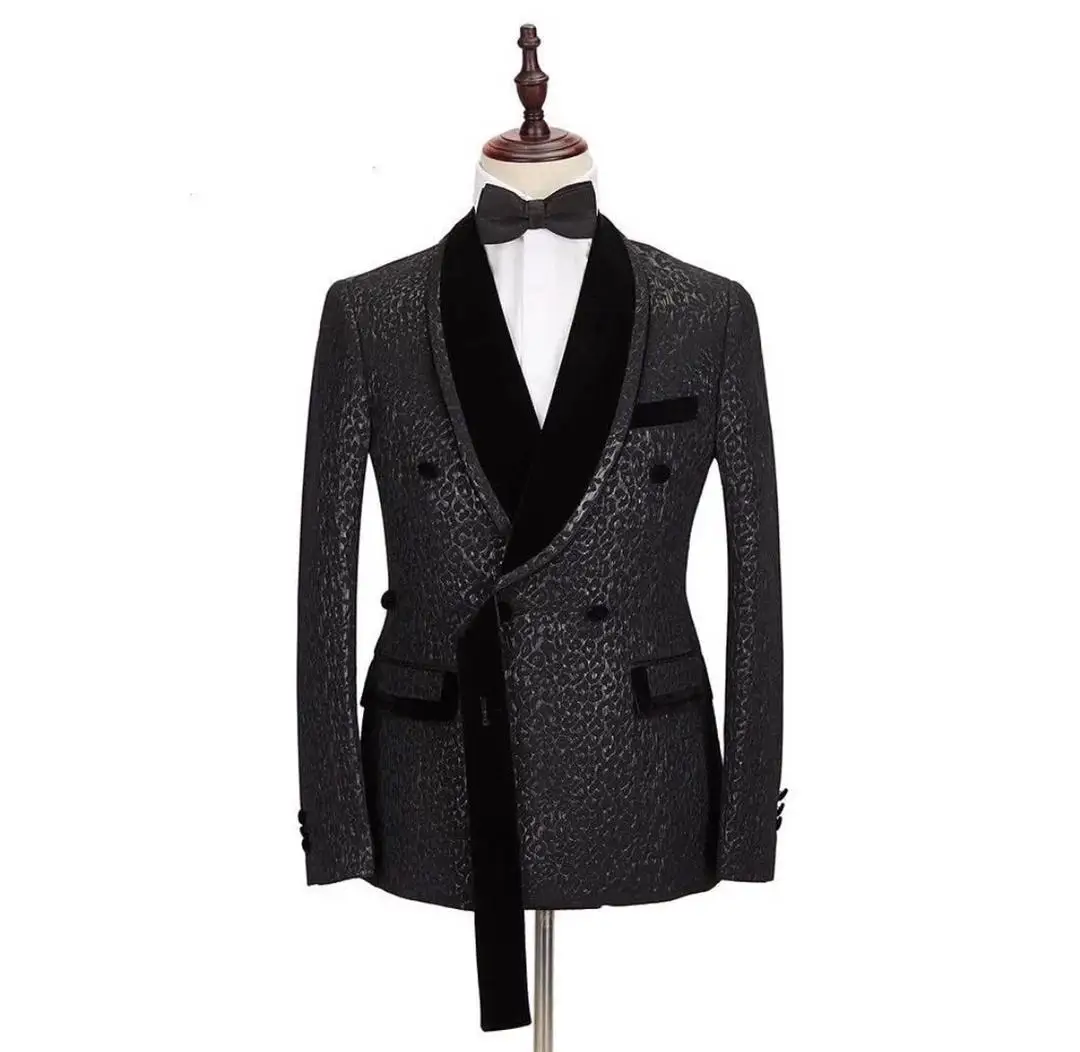 

Custom Fashion Leopard Print Black Wedding Suits For Men Formal Groom Tailless Prom Blazer Man Tuxedo Slim Fit COSTUME homme 양복남