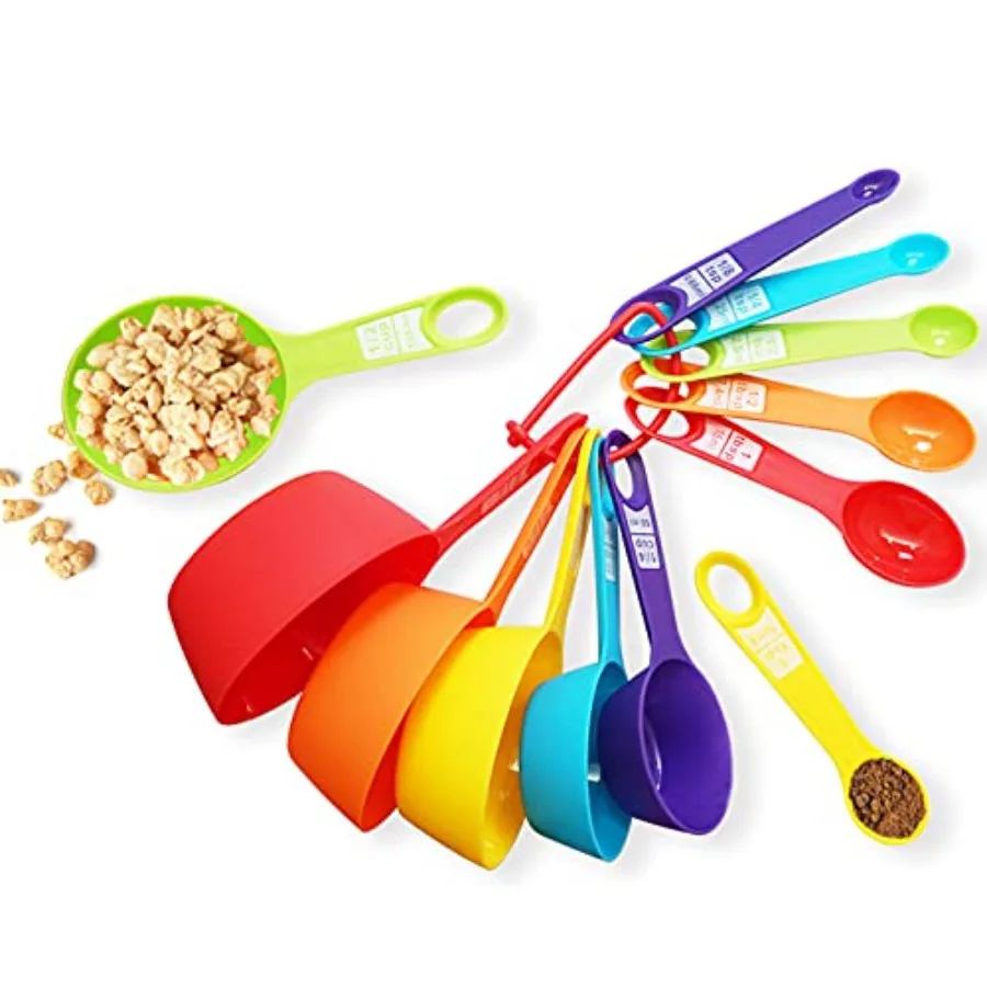 

12 Pcs Measuring Cups and Spoons Set, Colored Kitchen Measure Tools, Durable Nesting Cups and Spoons for Dry and Liquid, Dishwa