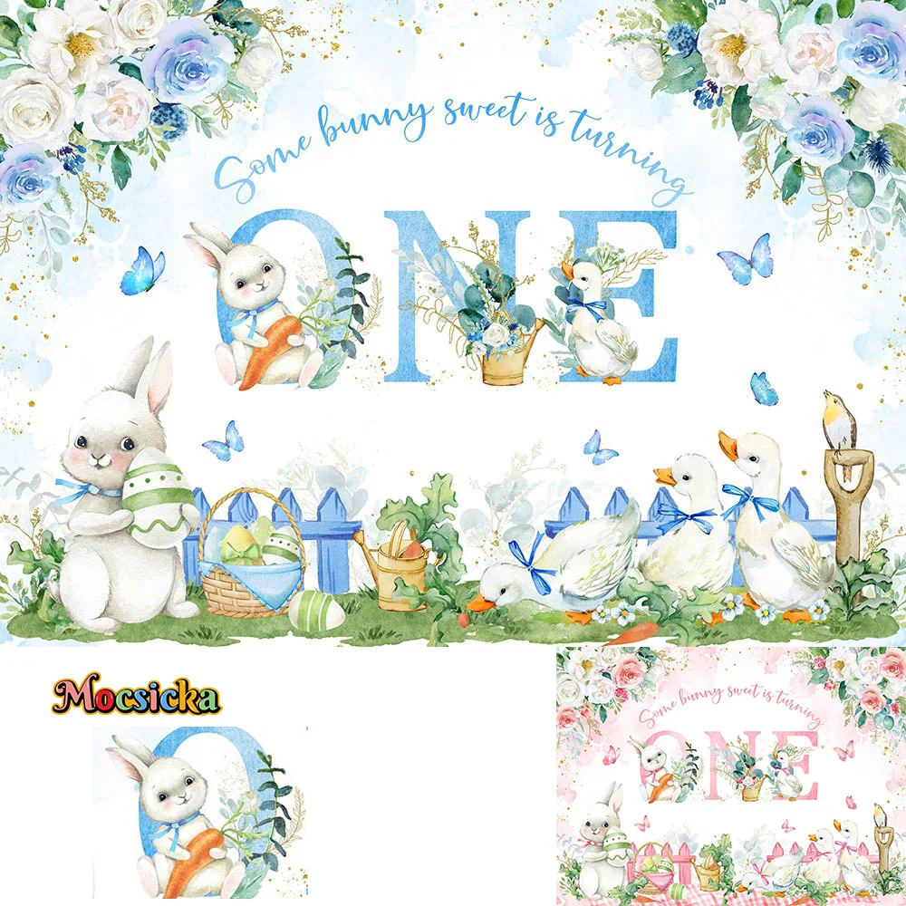 Fondo de fiesta de cumpleaños para niños y niñas, decoración de flores, huevos, Photobooth