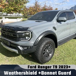 Weathershield +Bonnet Guard Bonnet Protector For Ford Ranger T9 2024 2025 Wildtrak Window Visor Wind Deflector Car Accessories