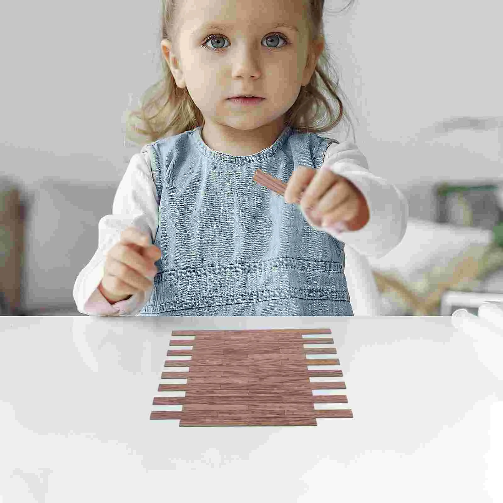 40 Pcs Mini House Flooring Retro Wood Grain Tiles PVC Non Deform Easy Install Dollhouse Living Room Bedroom