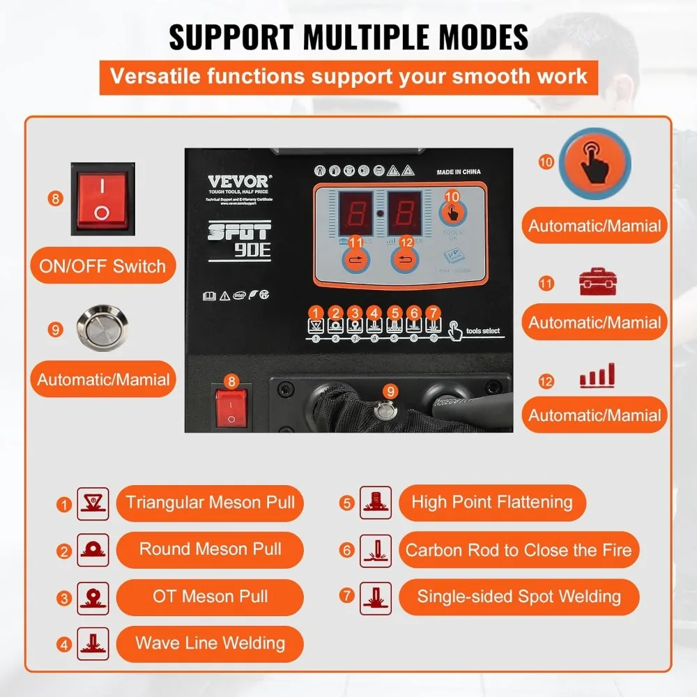 طقم إصلاح دنت لحام البقعة الاحترافي 110 فولت ومطرقة الشريحة لإزالة دنت السيارات