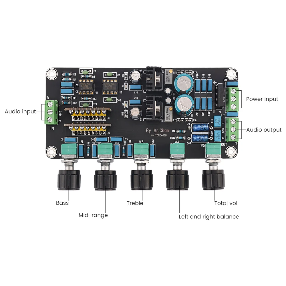 Imagem -02 - Aiyima Placa de Tom Pré-amplificador Upc4570c op Amp Estéreo Pré-amplificador Controle de Volume Super Opa2604 Ad827jn com Lm317 Mais Lm337