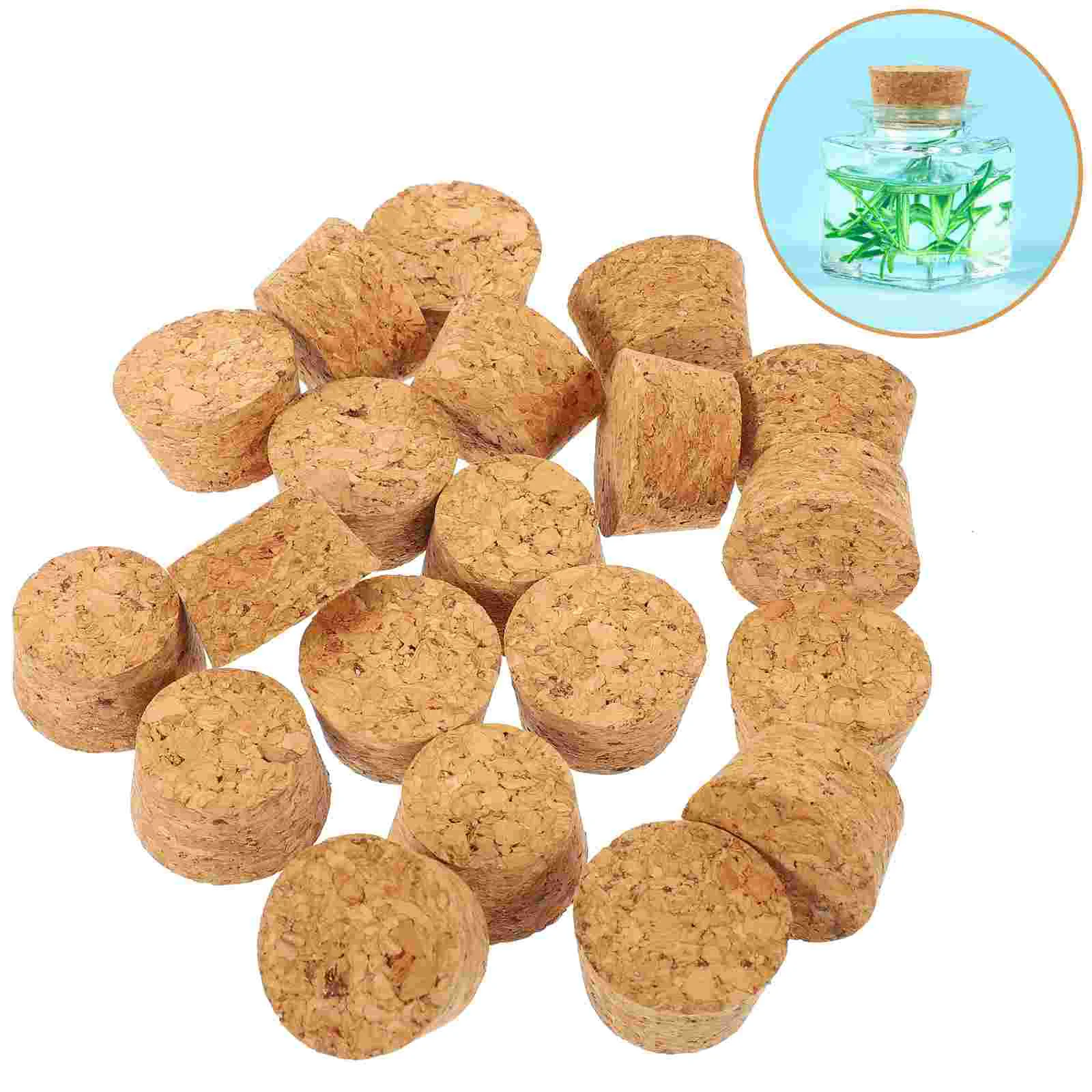 

20 Pcs Glass Bottle Cork Corks Beverages Jar for Bottles Small Wood Caps Crafts