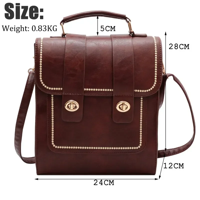 

New Design Vintage Large High Quality Woman Backpack Fashion Lady Double Shoulder Bags PU Leather School Package Teenage Girl