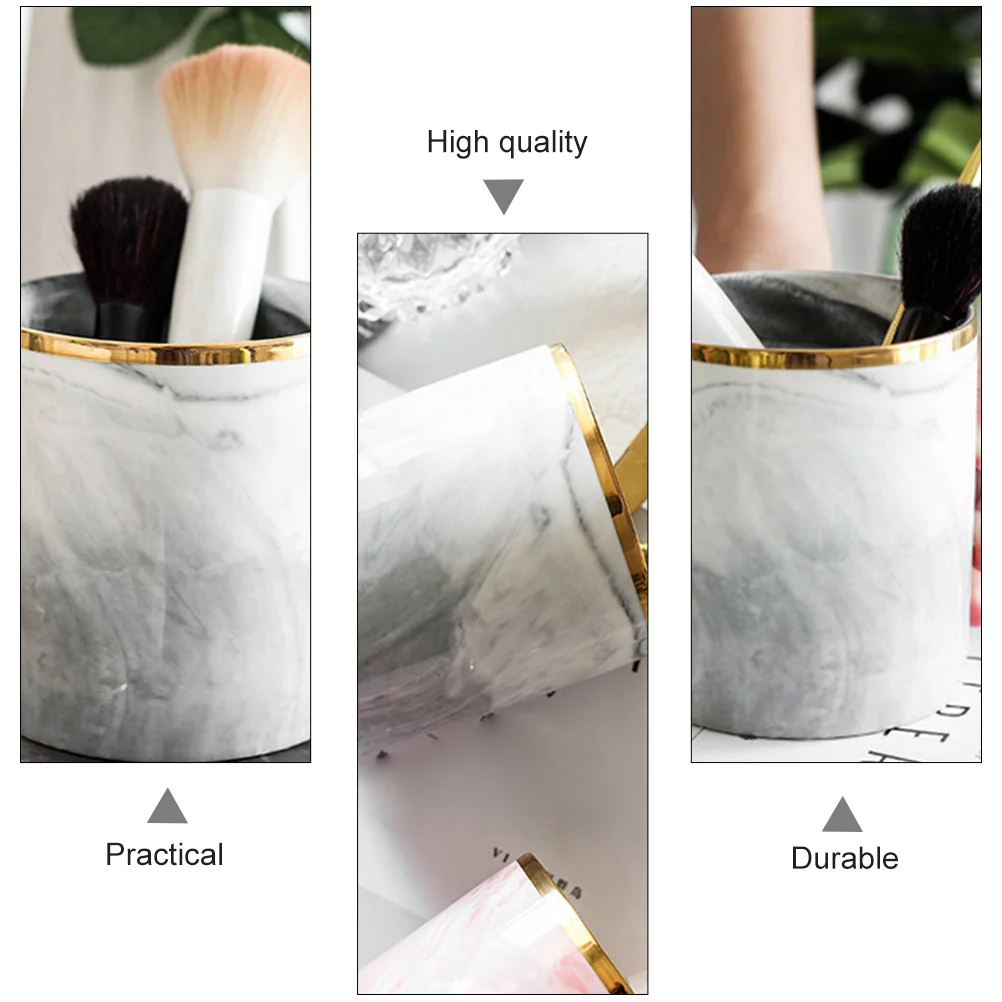 1Pcs Marble Ceramic Pen Holder Nordic Style Creative Desktop Organizer Brush Container Office School Supplies Storage