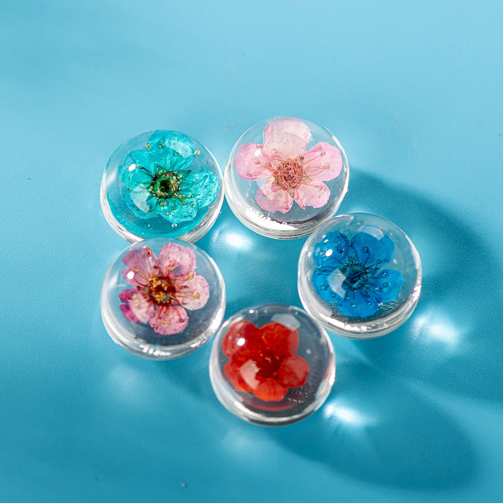 15mm-16mm 5pcs No-Hook Glass Ball And Flowers For DIY Earrings Bracelet Choker Necklace Jewelry Making Beads #IZ213