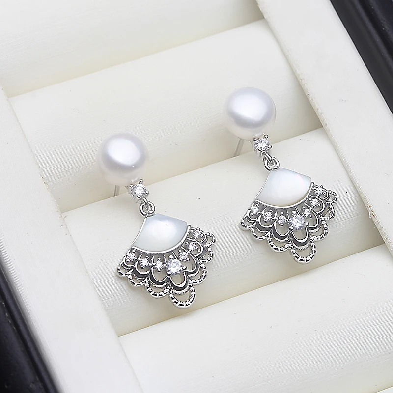 

Genuine White Freshwater Silver 925 Pearl Earrings Girls Woman,Original Natural Pearl Earrings Wife Girl Birthday Gift Pink