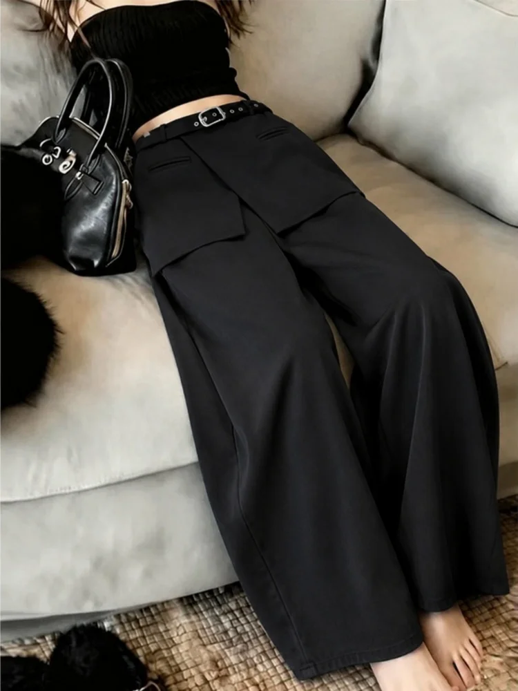 Gray Wide Leg Pants Suit Women's Spring Summer New High-End Straight Tube Casual Pants Match All Tagskita Commute Style