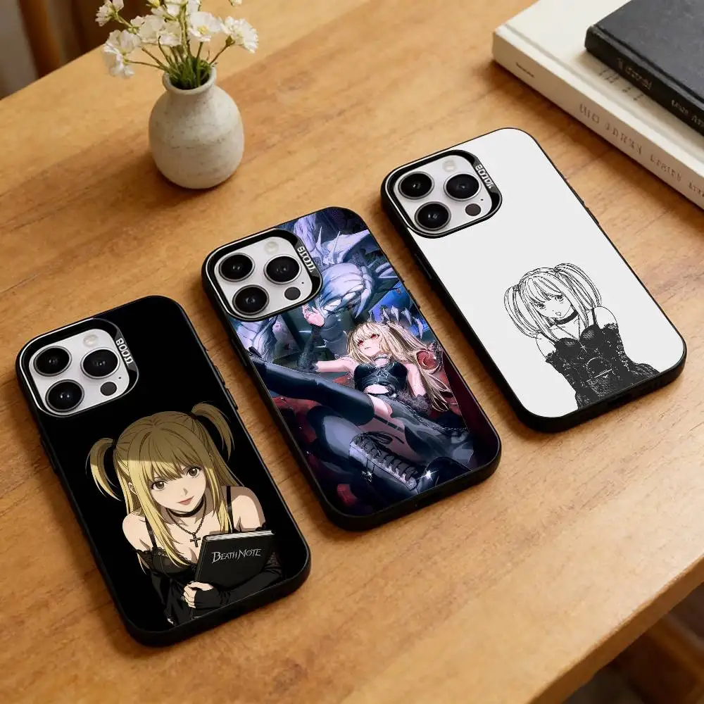 

M-Misa Amane Death Note Phone Case For iPhone 17,16,15,14,13,12,11 Plus,Pro Max,XS,Colored Silver Plated Inside Cover