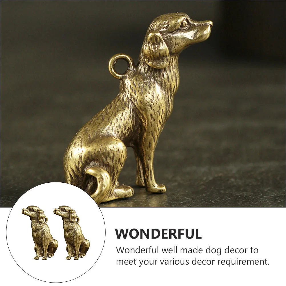 

2pcs Puppy Decorative Brass Craft Pendant Dog Shaped Accessory Jewelry Ornament Exquisite Pendants Pet Charm Lightweight Durable