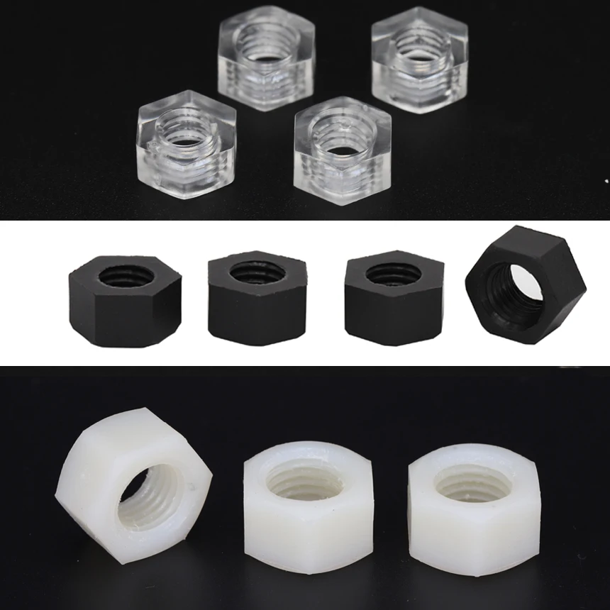 M2 M2.5 M3 M4 M5 M6 DIN934 White Acrylic Metric Thread Antistatic Insulation Hex Nuts Hexagon Hexagonal Nylon Plastic Nut