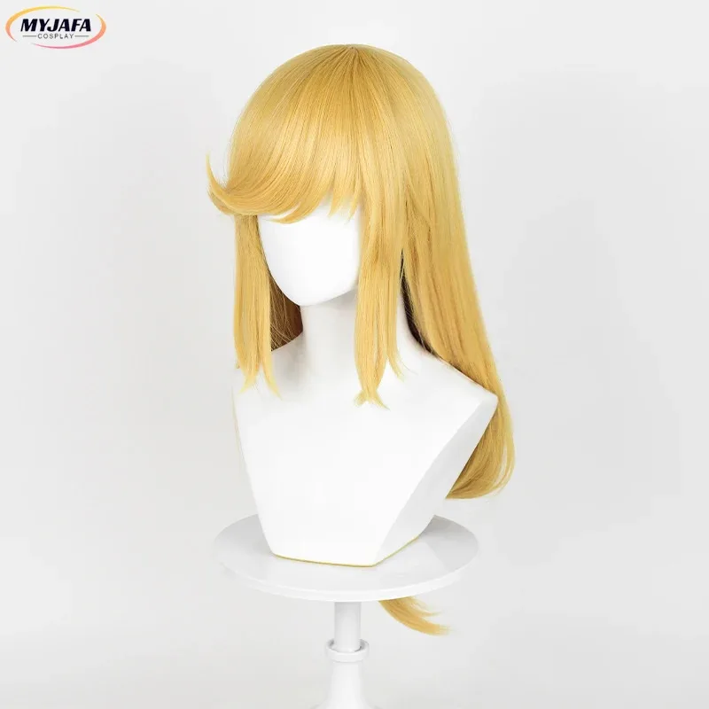 

aaa12 3Applejack Cosplay High Quality Long Golden Yellow Scalp Wig Heat Resistant Synthetic Hair Anime Party Wigs + Wi